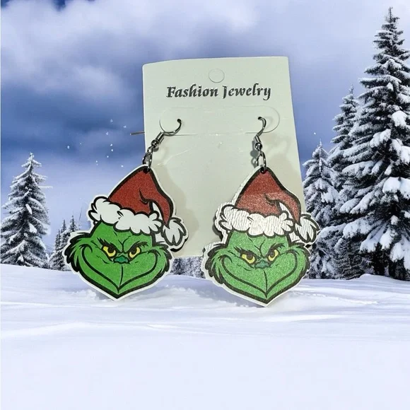 Source Unknown Festive Grinch Earrings - Picture 2 of 2